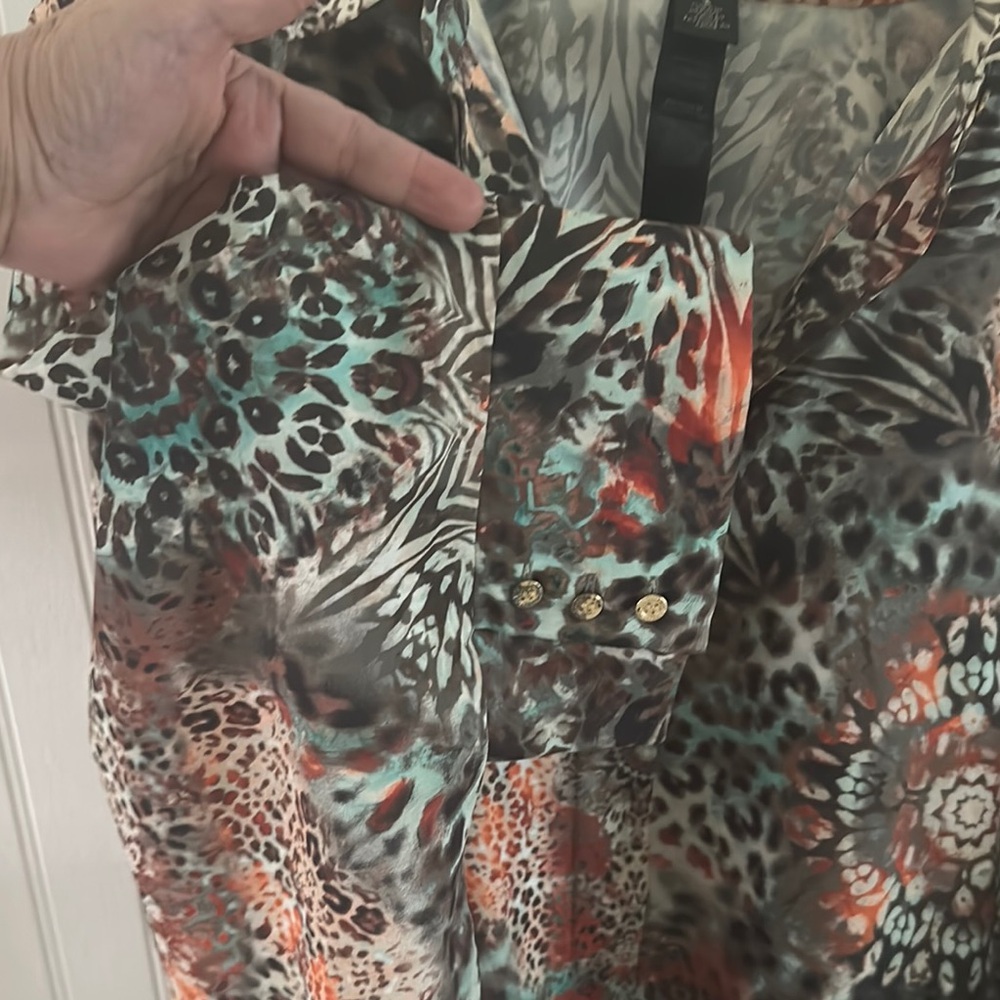 Chico’s Oversized Multicolor Tunic Top GUC sz 16 - Picture 12 of 14